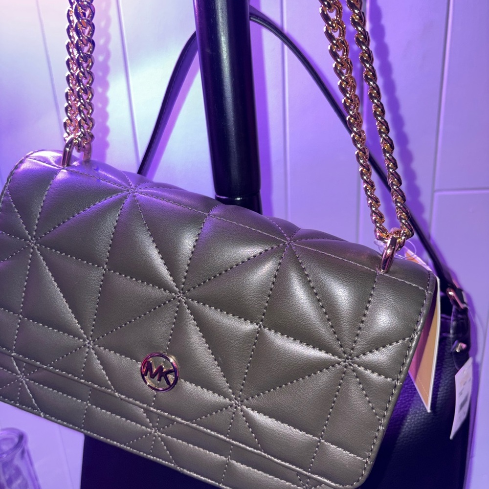 Michael Kors Dark Green Quilted Shoulder Bag with Gold Chain MSRP $358 - Picture 7 of 8